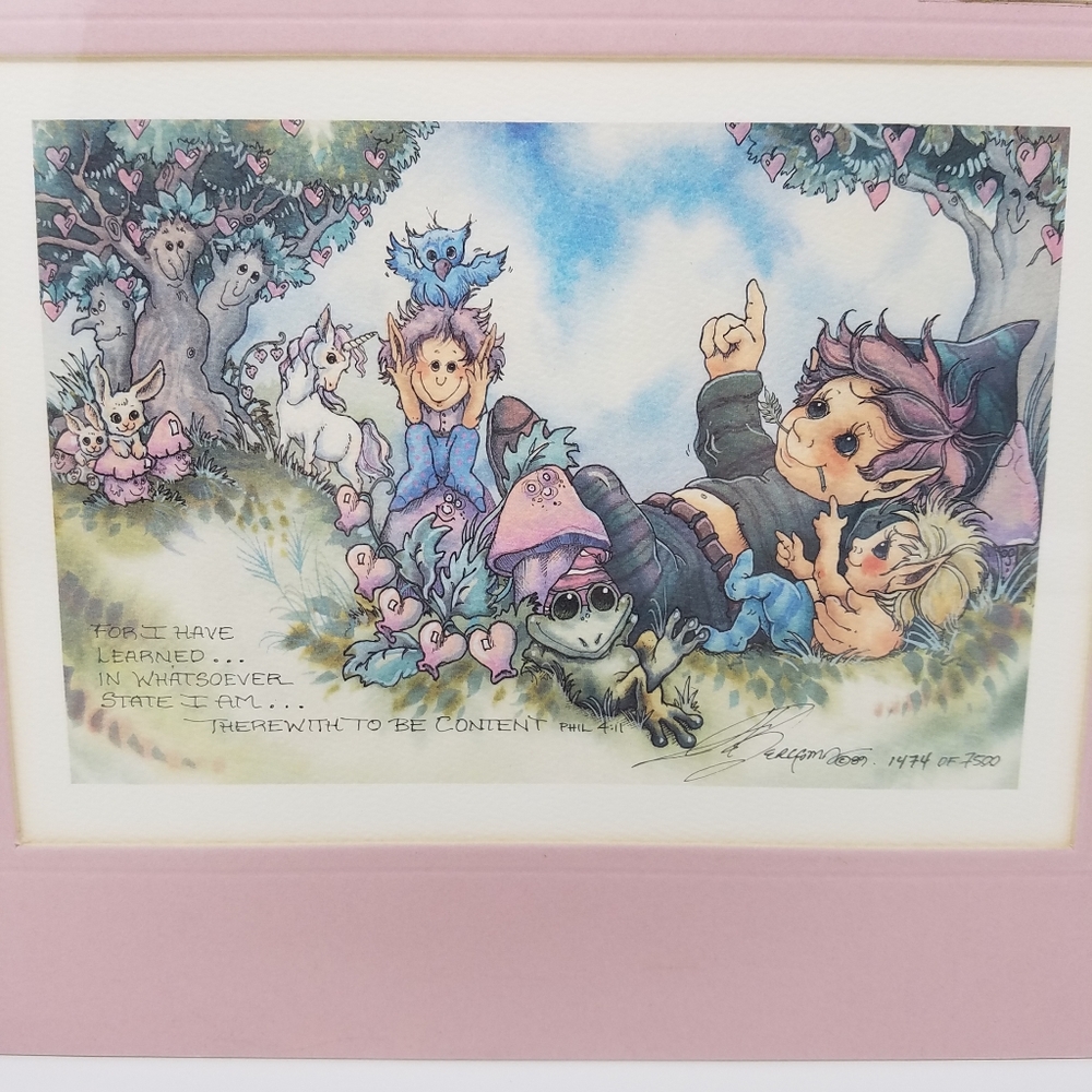 Jody Bergsma Limited Edition Lithograph Fantasy Elves Unicorn, 8x10